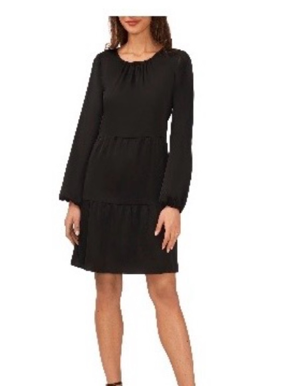 Halogen Black Long Sleeve Tiered Dress